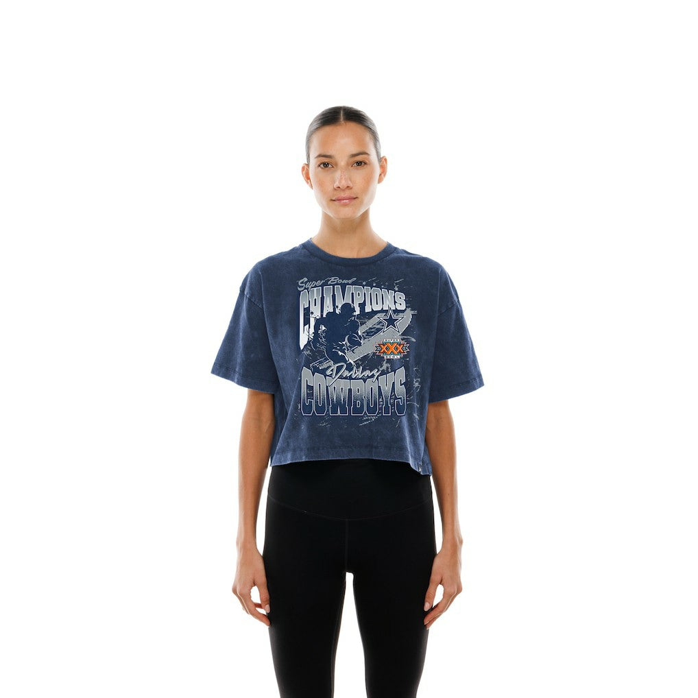 Women's Cropped Boxy Sport Classics Mineral Wash T-Shirt - Dallas Cowboys T-shirts