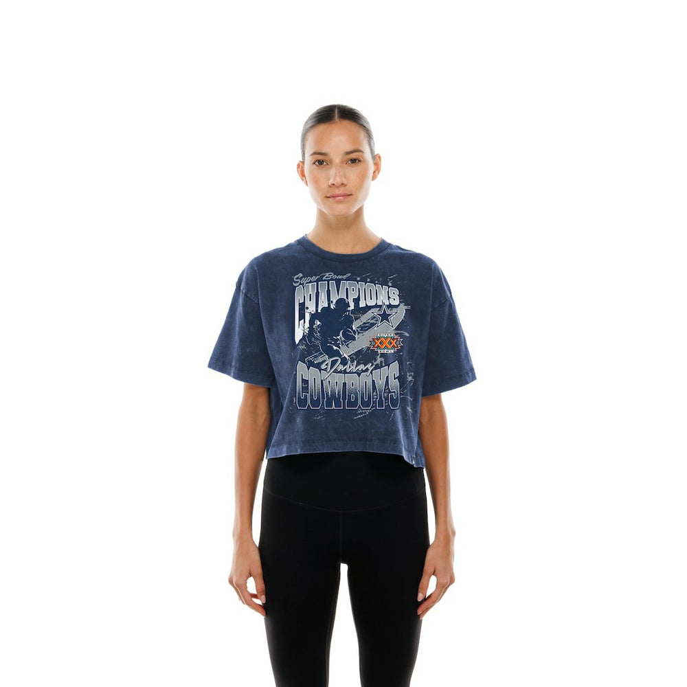 Women's Cropped Boxy Sport Classics Mineral Wash T-Shirt - Dallas Cowboys T-shirts