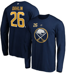 NHL Rasmus Dahlin Buffalo Sabres Fanatics Authentic Stack Name & Number T-Shirt