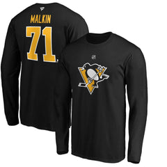 NHL Evgeni Malkin Pittsburgh Penguins Fanatics Authentic Stack Name & Number T-Shirt
