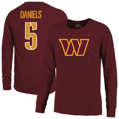 Jayden Daniels  Majestic Threads Name & Number Non-Distressed Long Sleeve T-Shirt - Washington Commanders T-shirts