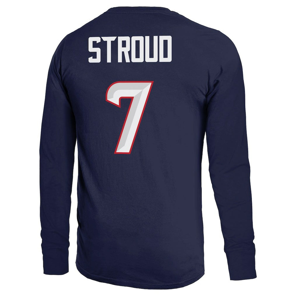 C.J. Stroud  Majestic Threads Name & Number Non-Distressed Long Sleeve T-Shirt - Houston Texans T-shirts