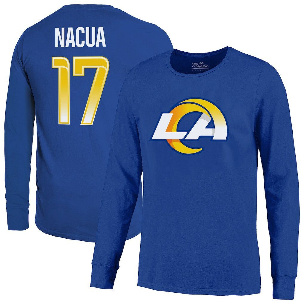 Puka Nacua  Majestic Threads Name & Number Non-Distressed Long Sleeve T-Shirt - Los Angeles Rams T-shirts