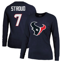C.J. Stroud  Majestic Threads Women's Player Name & Number Long Sleeve T-Shirt - Houston Texans T-shirts
