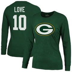 Jordan Love  Majestic Threads Women's Name & Number Long Sleeve T-Shirt - Green Bay Packers T-shirts