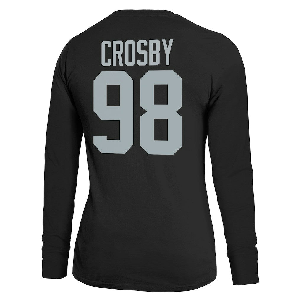 Maxx Crosby  Majestic Threads Women's Player Name & Number Long Sleeve T-Shirt - Las Vegas Raiders T-shirts