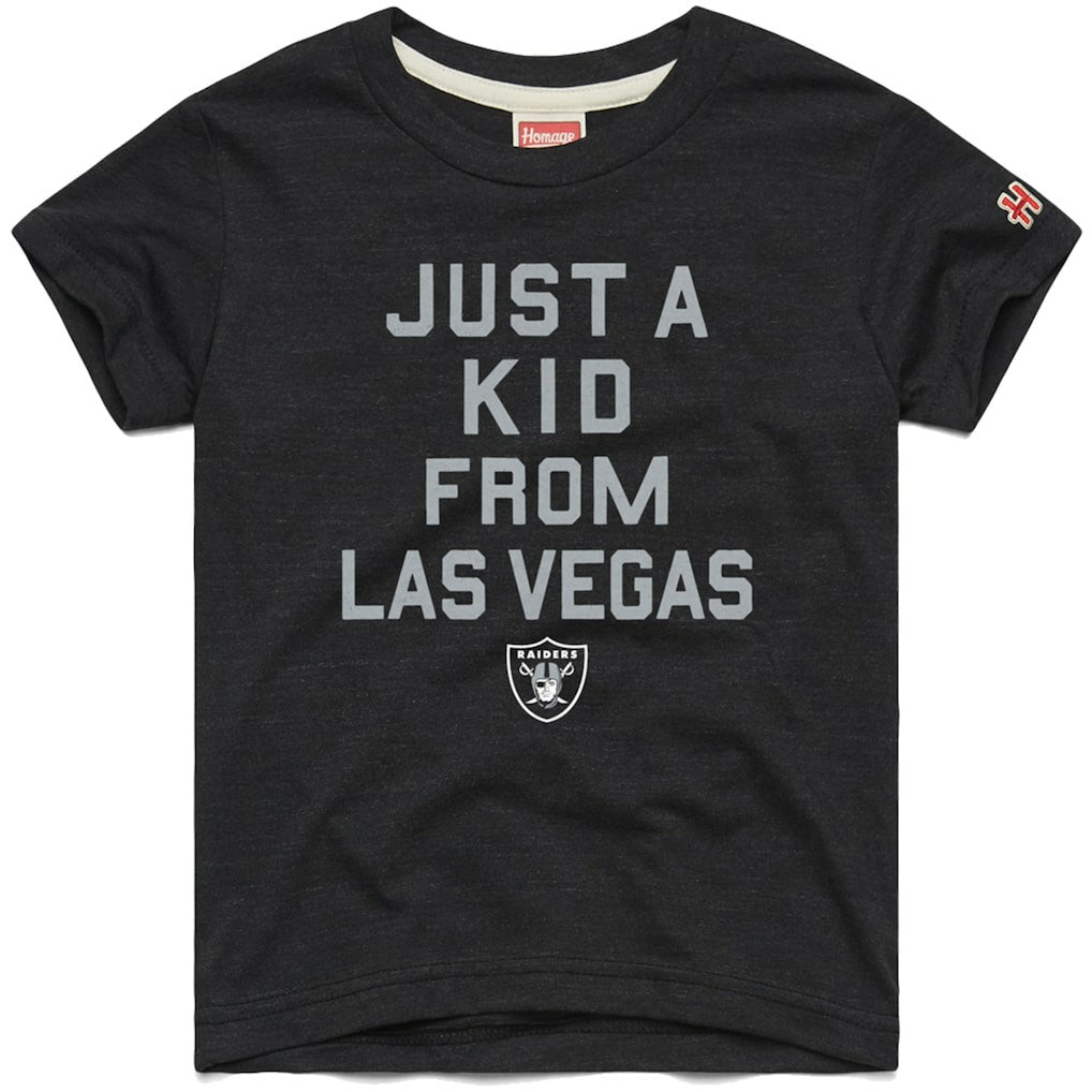 Homage Youth Just a Kid Tri-Blend T-Shirt - Las Vegas Raiders T-shirts