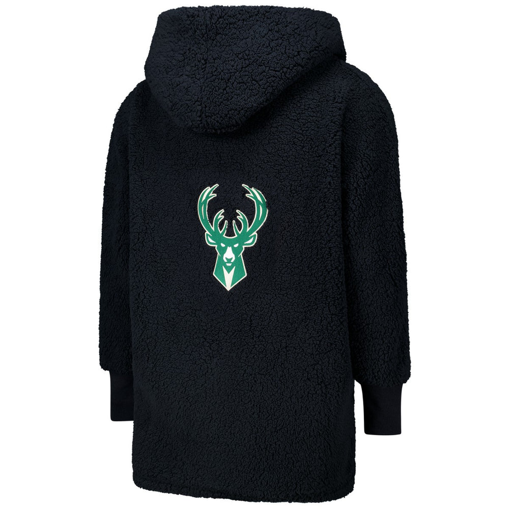 The Best Lounger in the World By Jill Martin Milwaukee Bucks Unisex Black Oversized Open-Front Hoodie Sweater cheap