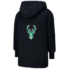 The Best Lounger in the World By Jill Martin Milwaukee Bucks Unisex Black Oversized Open-Front Hoodie Sweater cheap