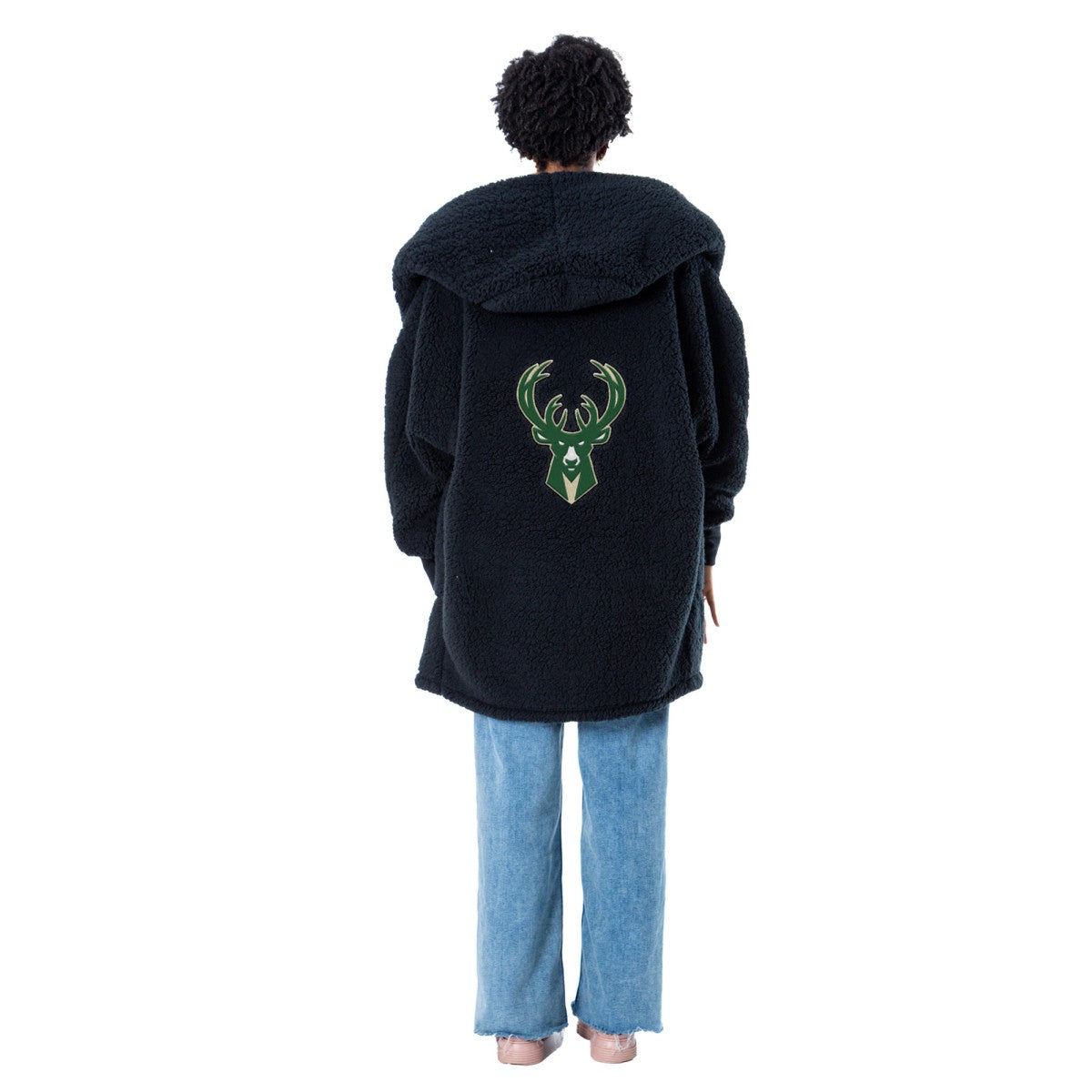 The Best Lounger in the World By Jill Martin Milwaukee Bucks Unisex Black Oversized Open-Front Hoodie Sweater cheap