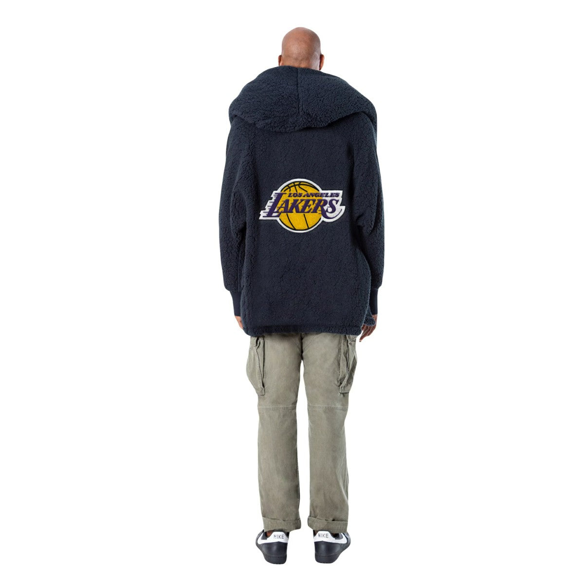 The Best Lounger in the World By Jill Martin Los Angeles Lakers Unisex Black Oversized Open-Front Hoodie Sweater for sale