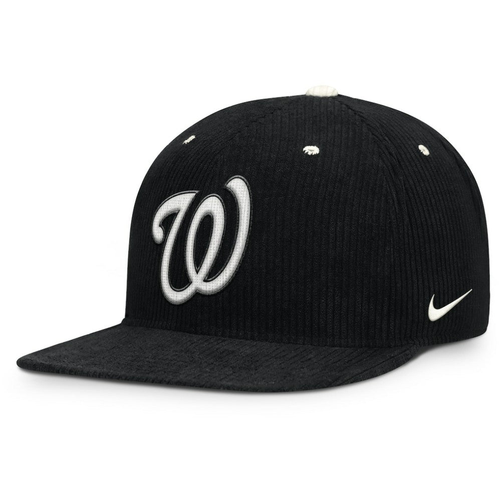 Black Washington Nationals Nike Pro Corduroy Structured Snapback Hat