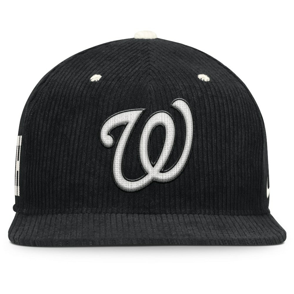 Black Washington Nationals Nike Pro Corduroy Structured Snapback Hat