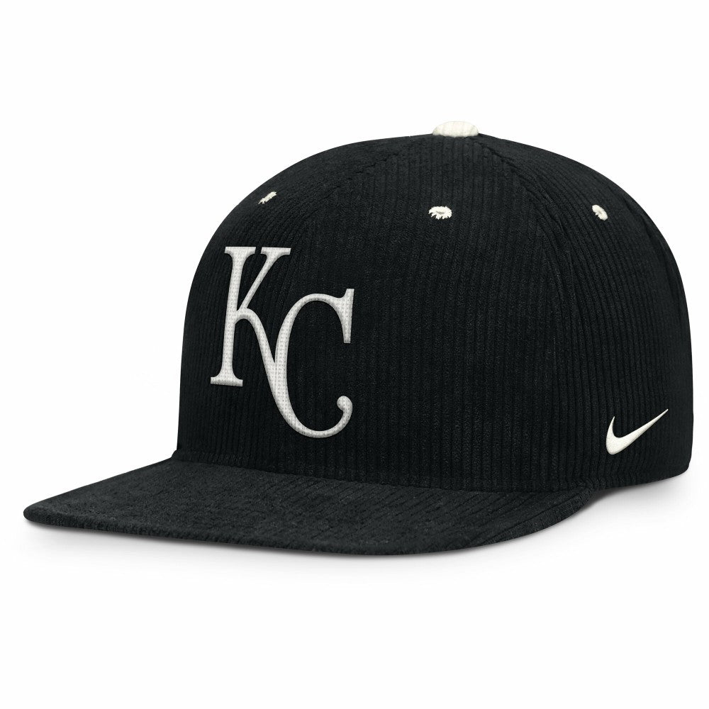 Black Kansas City Royals Nike Pro Corduroy Structured Snapback Hat