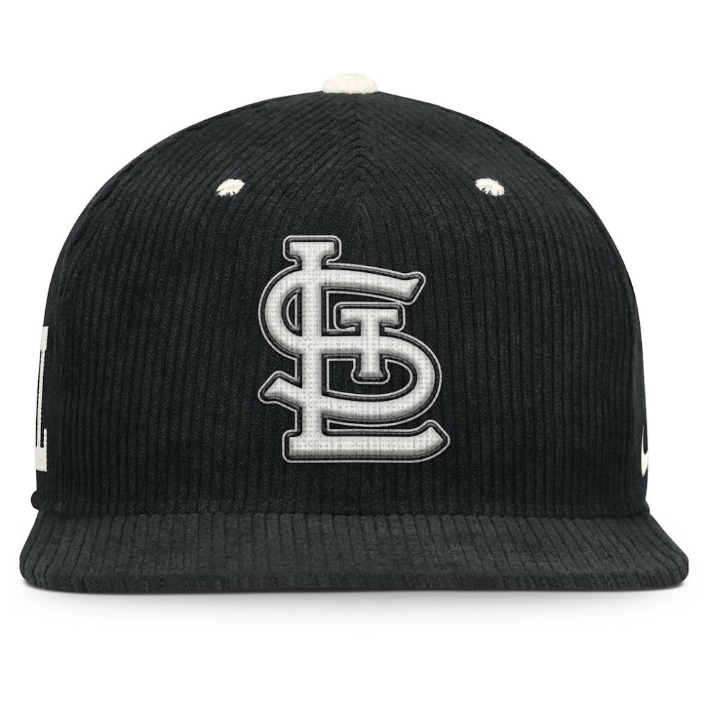 Black St. Louis Cardinals Nike Pro Corduroy Structured Snapback Hat
