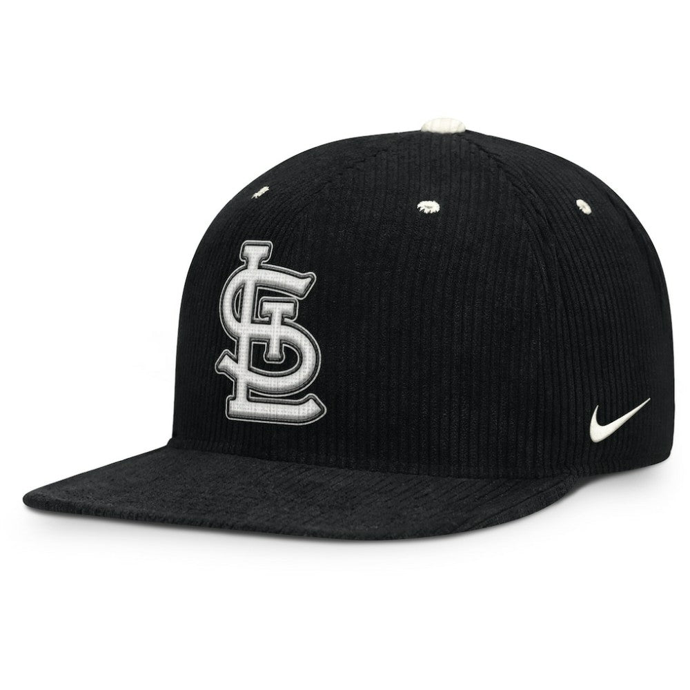 Black St. Louis Cardinals Nike Pro Corduroy Structured Snapback Hat