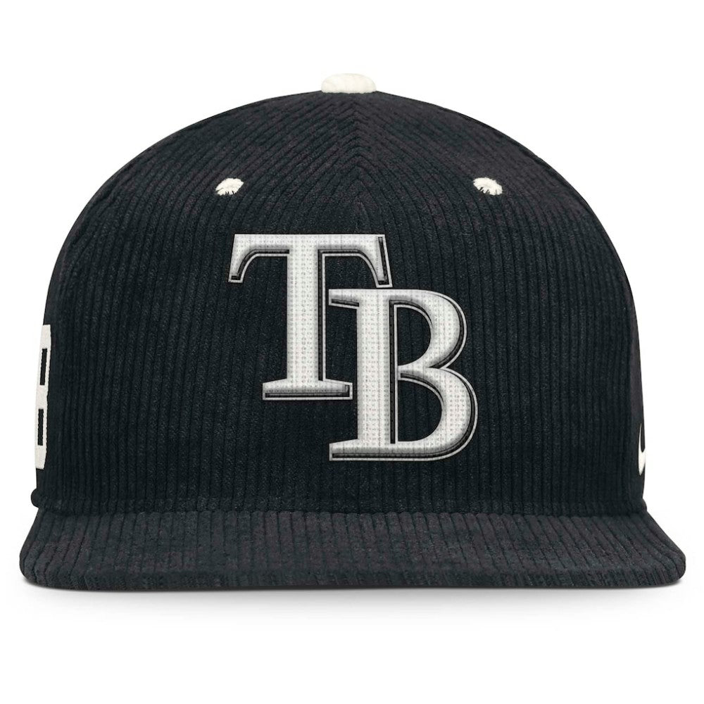 Black Tampa Bay Rays Nike Pro Corduroy Structured Snapback Hat