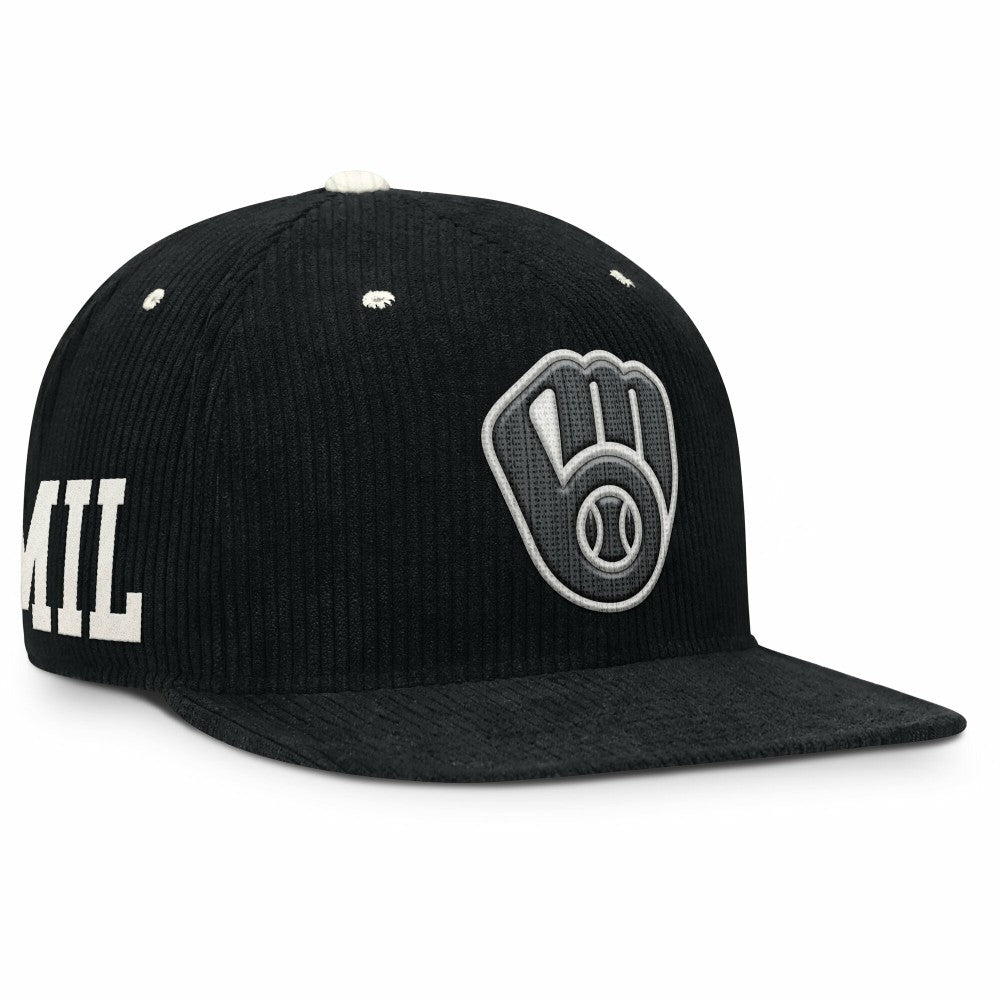 Black Milwaukee Brewers Nike Pro Corduroy Structured Snapback Hat