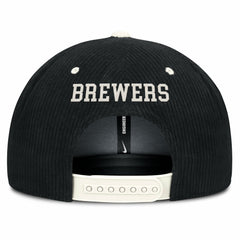 Black Milwaukee Brewers Nike Pro Corduroy Structured Snapback Hat