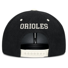 Black Baltimore Orioles Nike Pro Corduroy Structured Snapback Hat