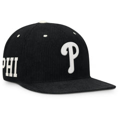 Black Philadelphia Phillies Nike Pro Corduroy Structured Snapback Hat