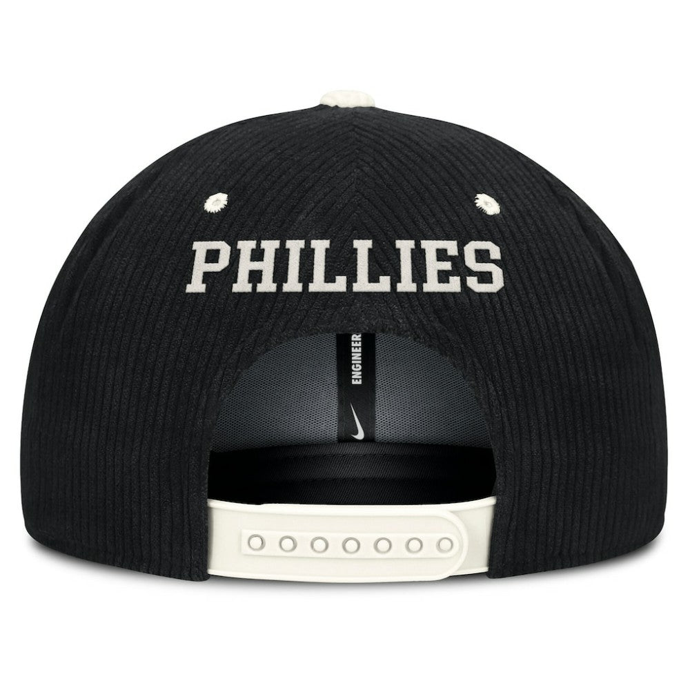 Black Philadelphia Phillies Nike Pro Corduroy Structured Snapback Hat