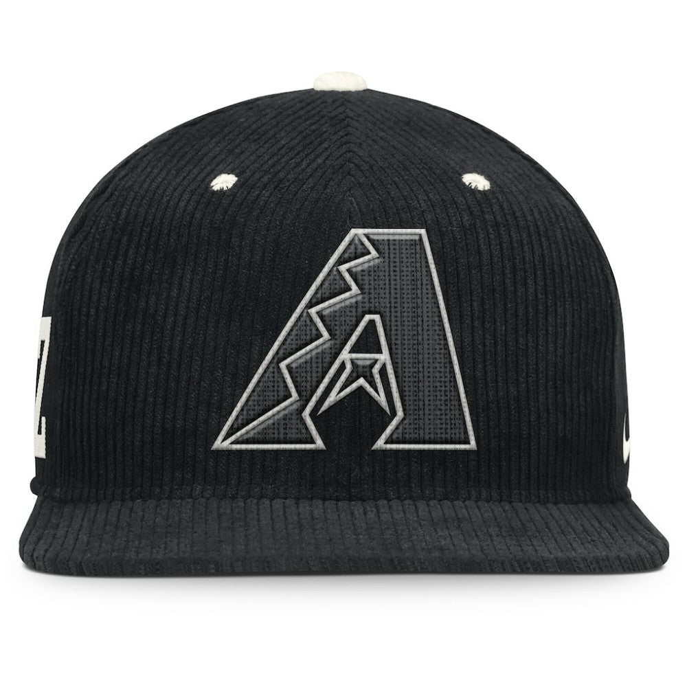 Black Arizona Diamondbacks Nike Pro Corduroy Structured Snapback Hat