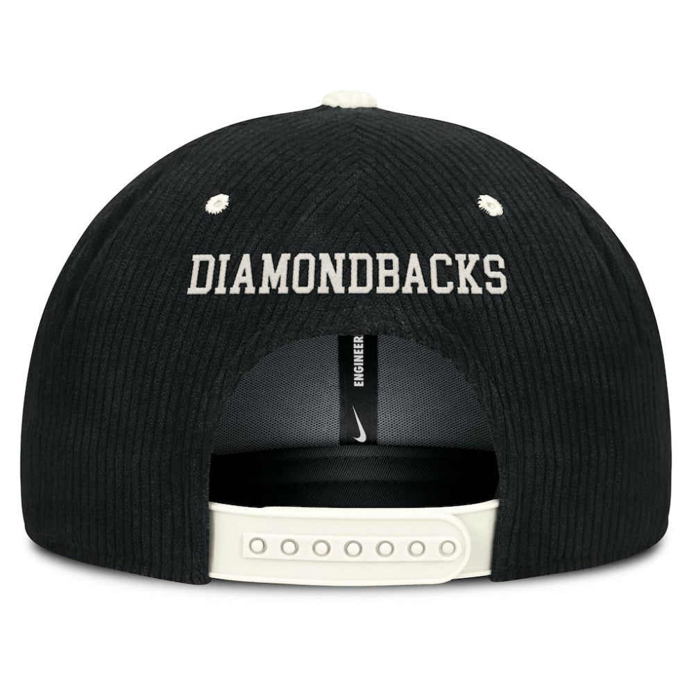 Black Arizona Diamondbacks Nike Pro Corduroy Structured Snapback Hat