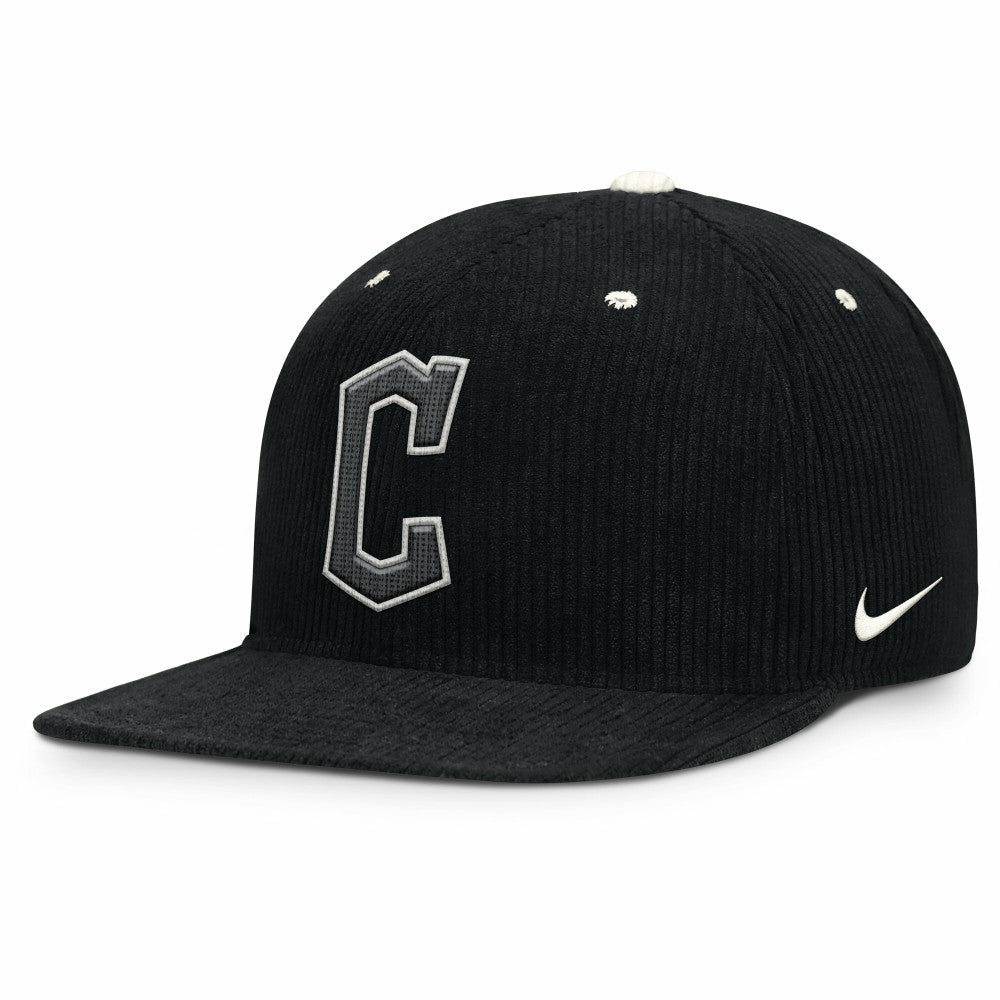 Black Cleveland Guardians Nike Pro Corduroy Structured Snapback Hat