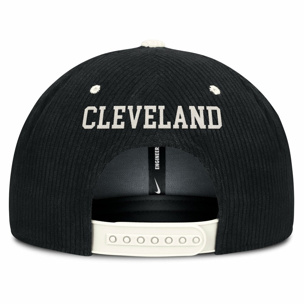 Black Cleveland Guardians Nike Pro Corduroy Structured Snapback Hat