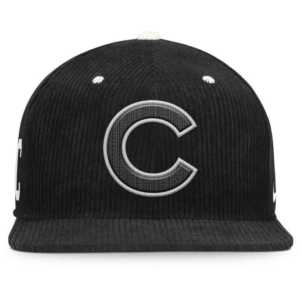 Black Chicago Cubs Nike Pro Corduroy Structured Snapback Hat