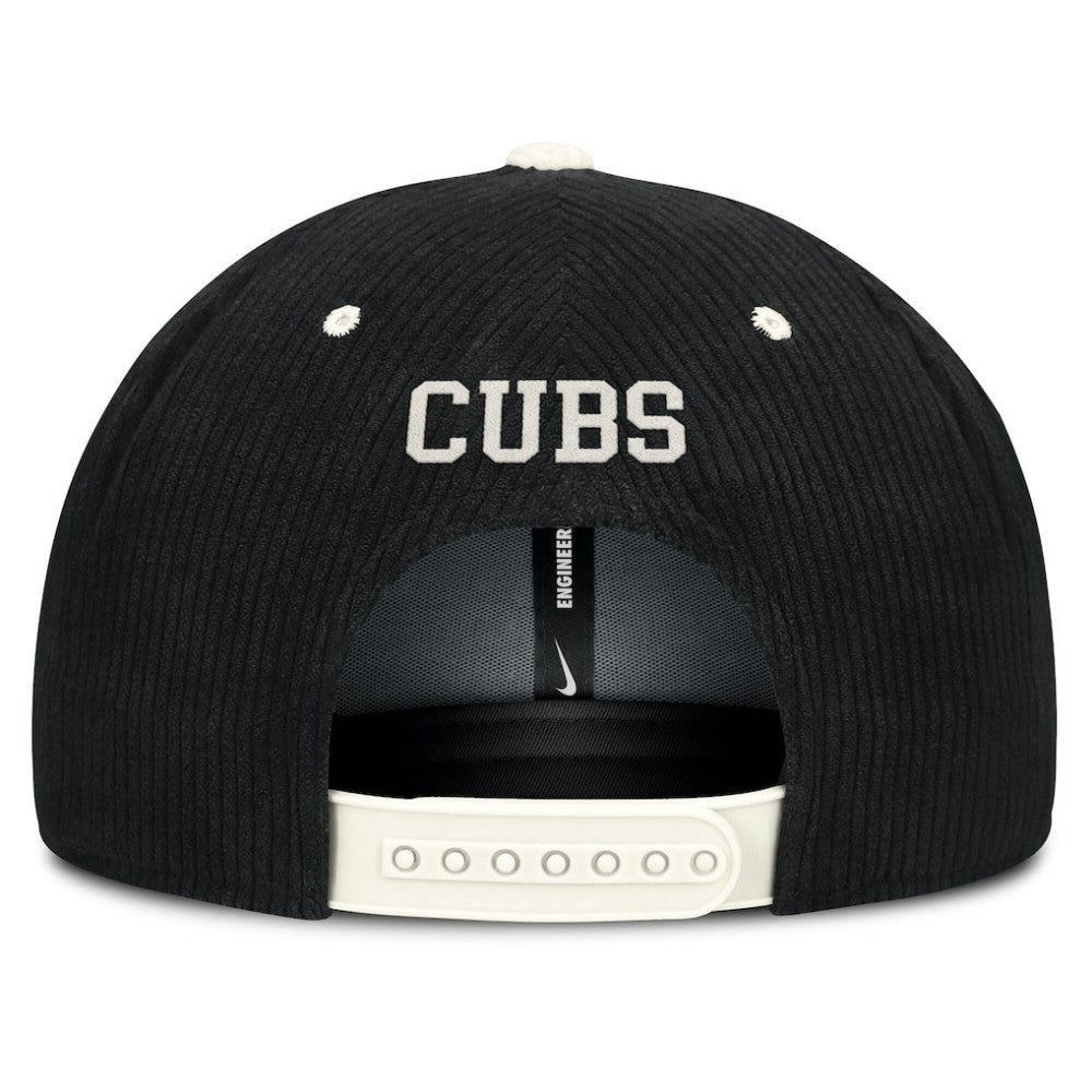 Black Chicago Cubs Nike Pro Corduroy Structured Snapback Hat