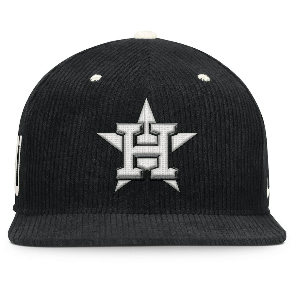 Black Houston Astros Nike Pro Corduroy Structured Snapback Hat