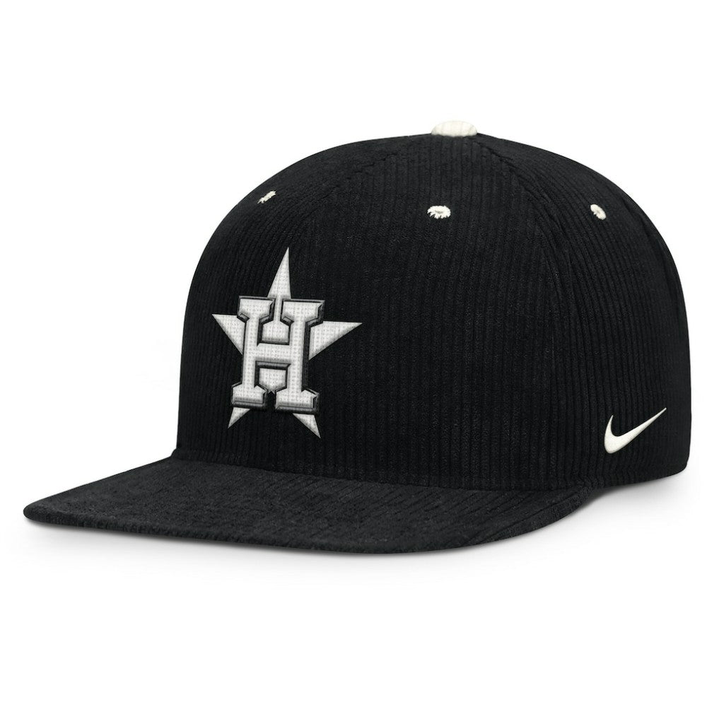 Black Houston Astros Nike Pro Corduroy Structured Snapback Hat