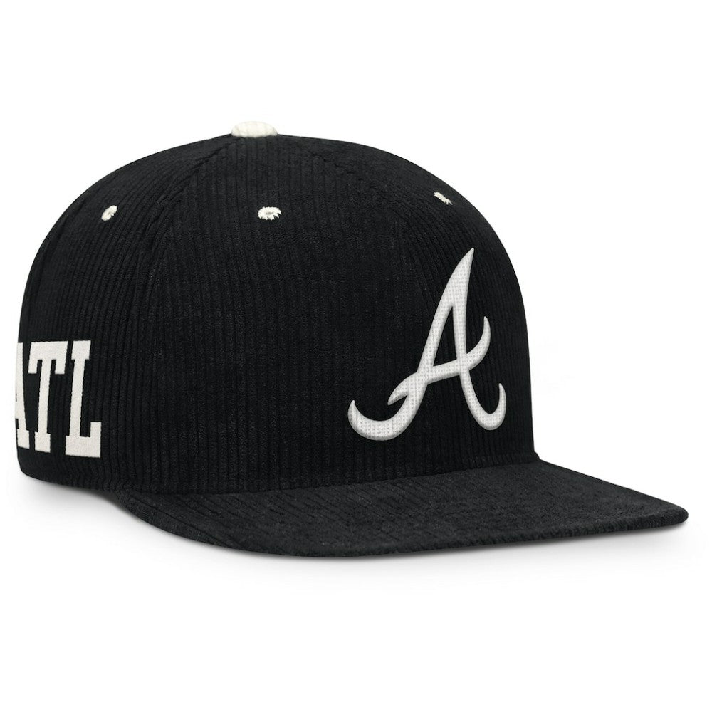 Black Atlanta Braves Nike Pro Corduroy Structured Snapback Hat