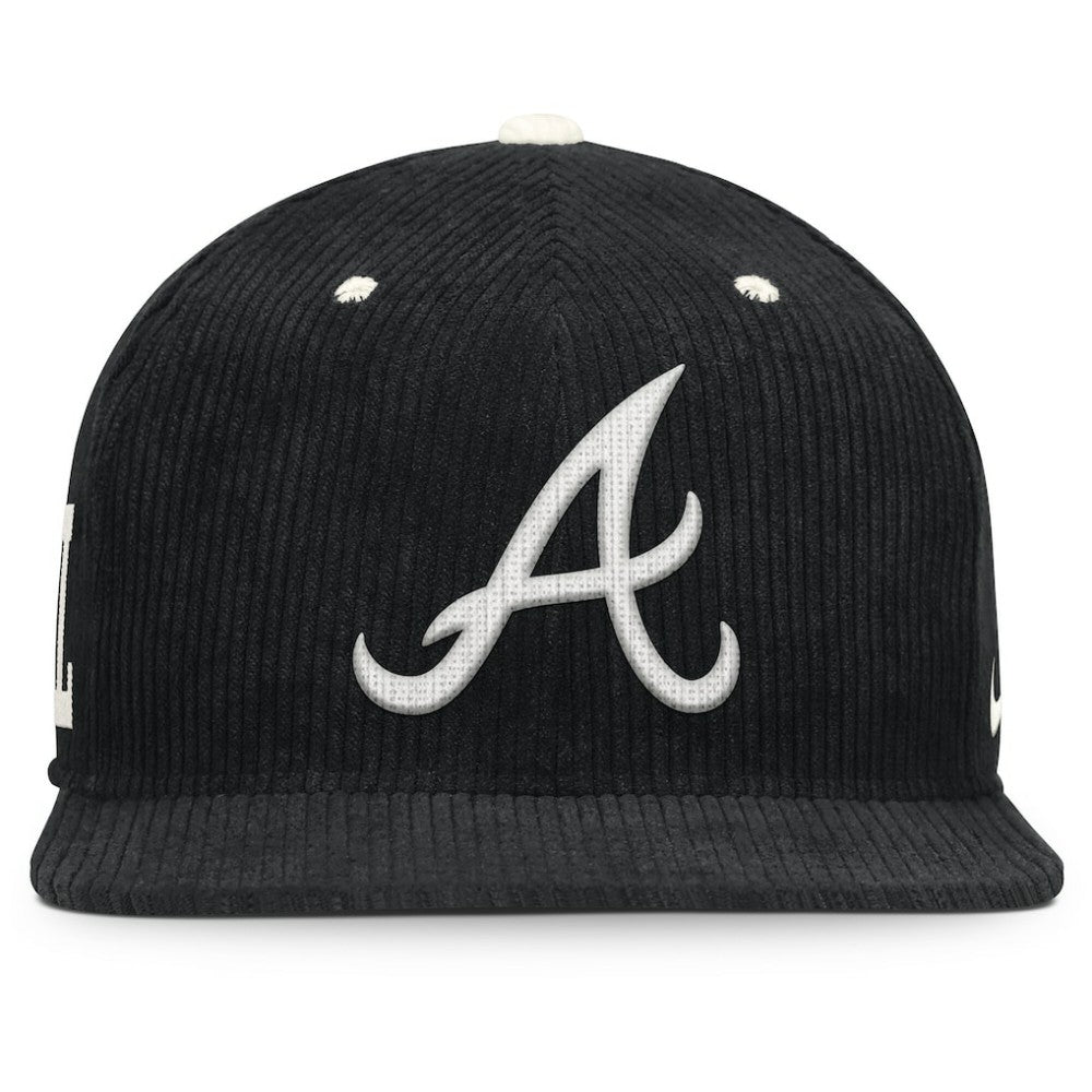 Black Atlanta Braves Nike Pro Corduroy Structured Snapback Hat