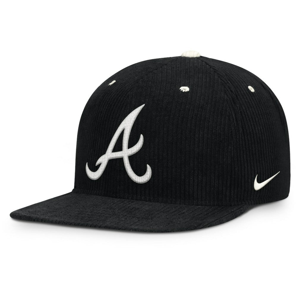 Black Atlanta Braves Nike Pro Corduroy Structured Snapback Hat