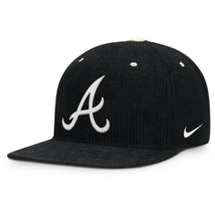 Black Atlanta Braves Nike Pro Corduroy Structured Snapback Hat