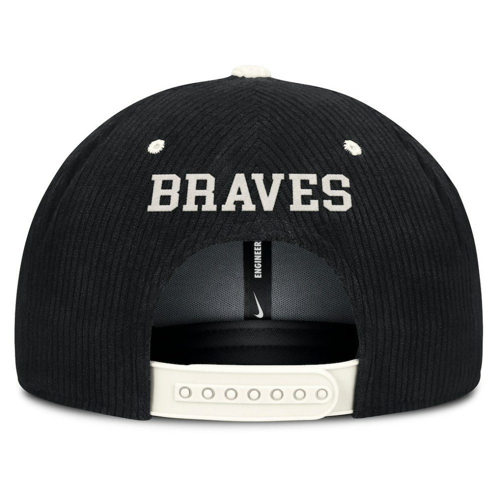 Black Atlanta Braves Nike Pro Corduroy Structured Snapback Hat