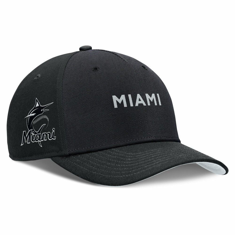 Black Miami Marlins Nike Rise Performance Adjustable Hat