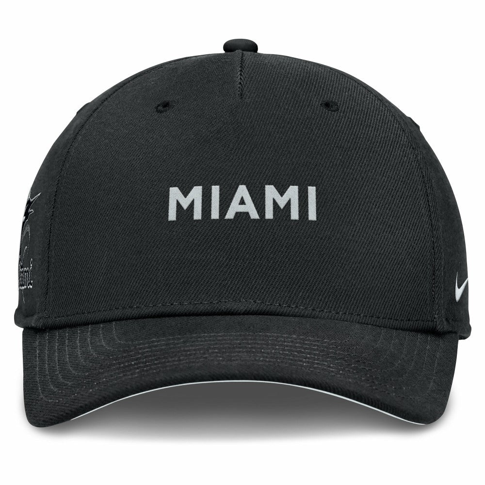 Black Miami Marlins Nike Rise Performance Adjustable Hat