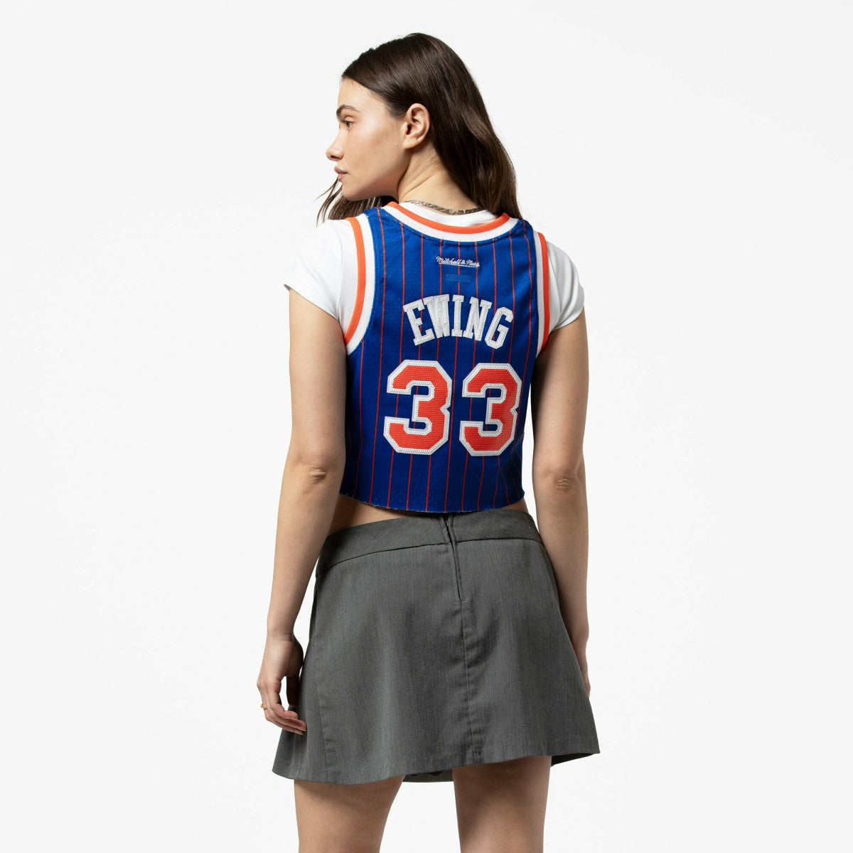 Mitchell & Ness Patrick Ewing New York Knicks x DANNIJO Women's Fashion Cropped Basketball Jersey