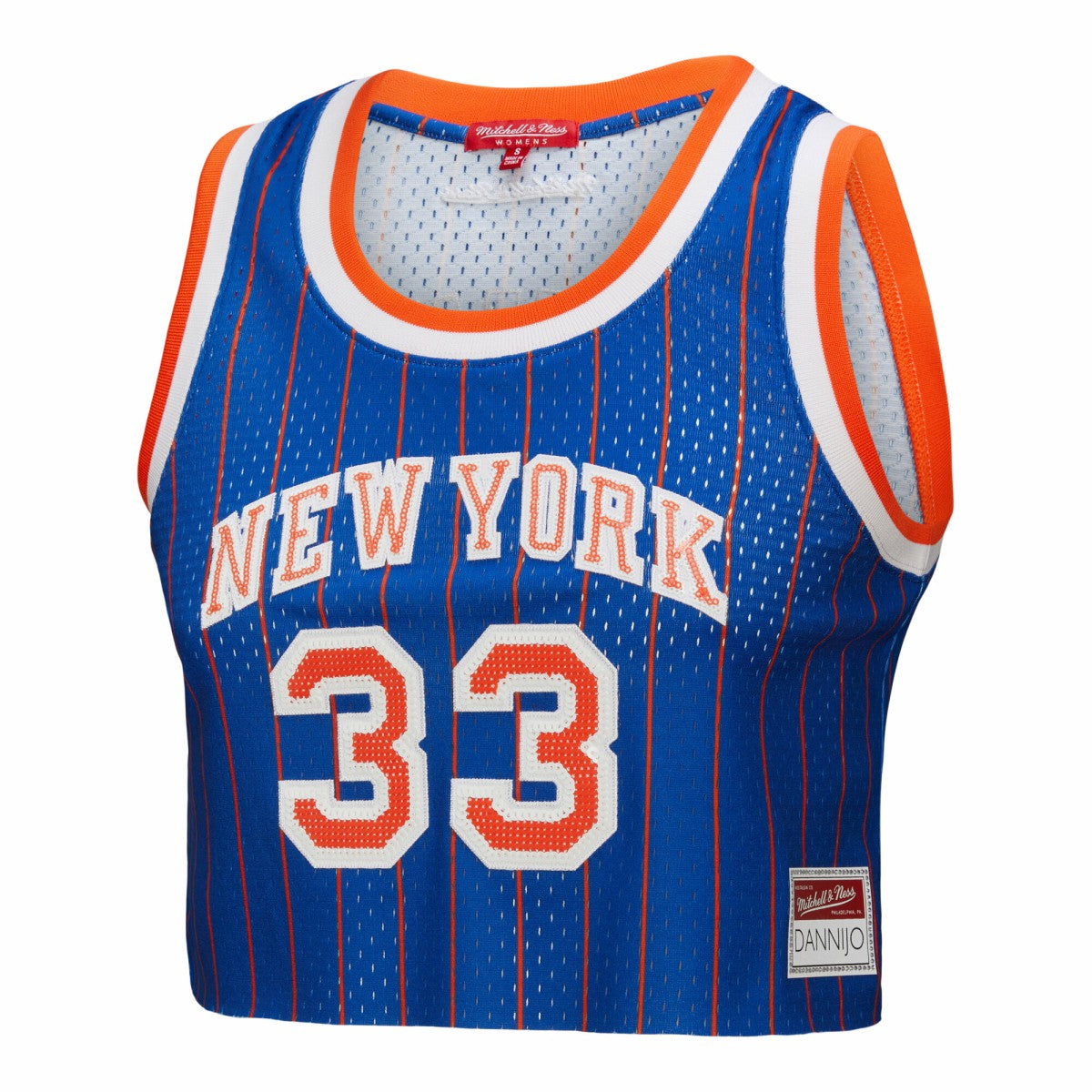 Mitchell & Ness Patrick Ewing New York Knicks x DANNIJO Women's Fashion Cropped Basketball Jersey