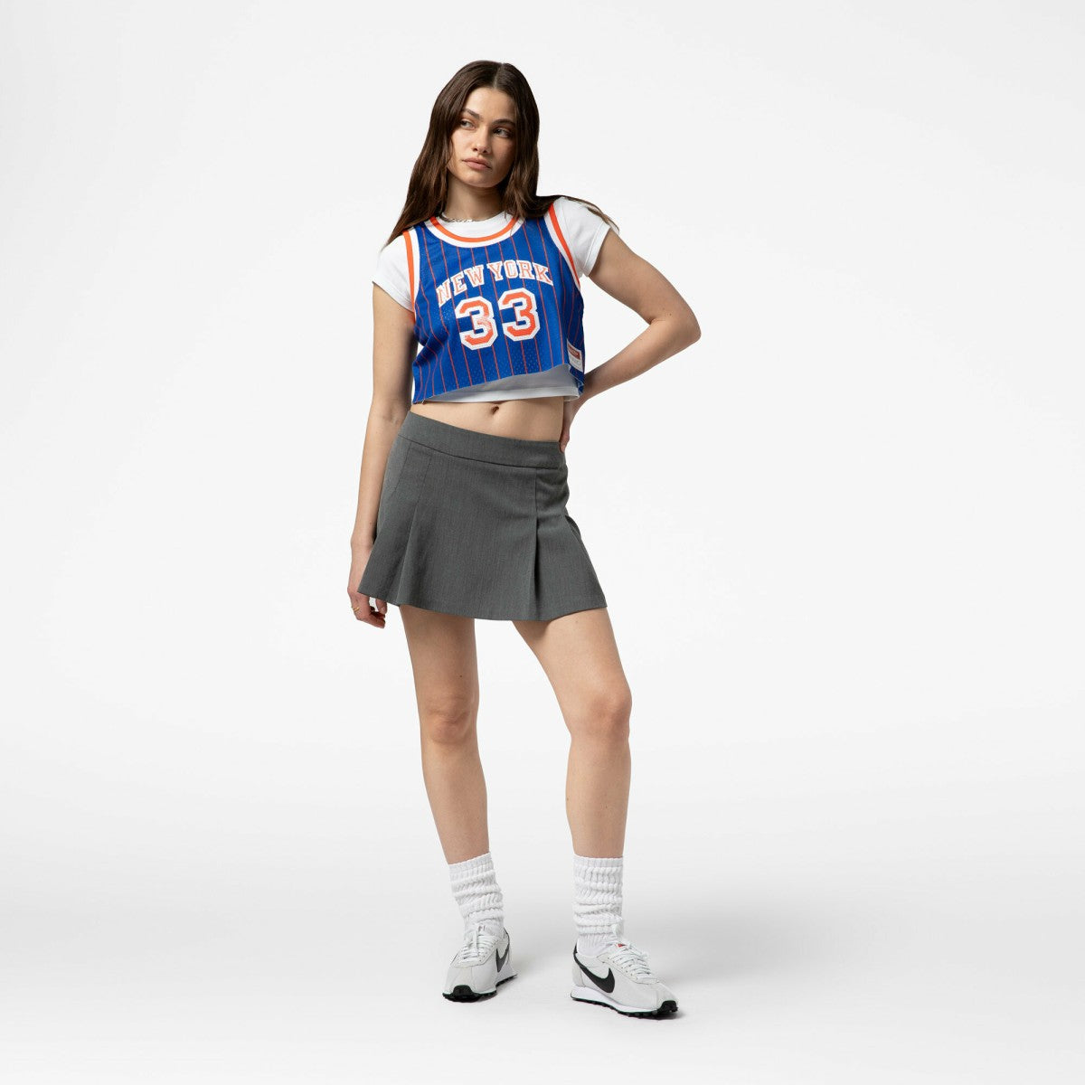 Mitchell & Ness Patrick Ewing New York Knicks x DANNIJO Women's Fashion Cropped Basketball Jersey