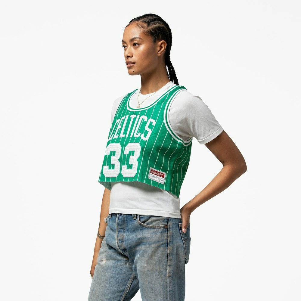 Mitchell & Ness Larry Bird Boston Celtics x DANNIJO Women's Fashion Cropped Basketball Jersey