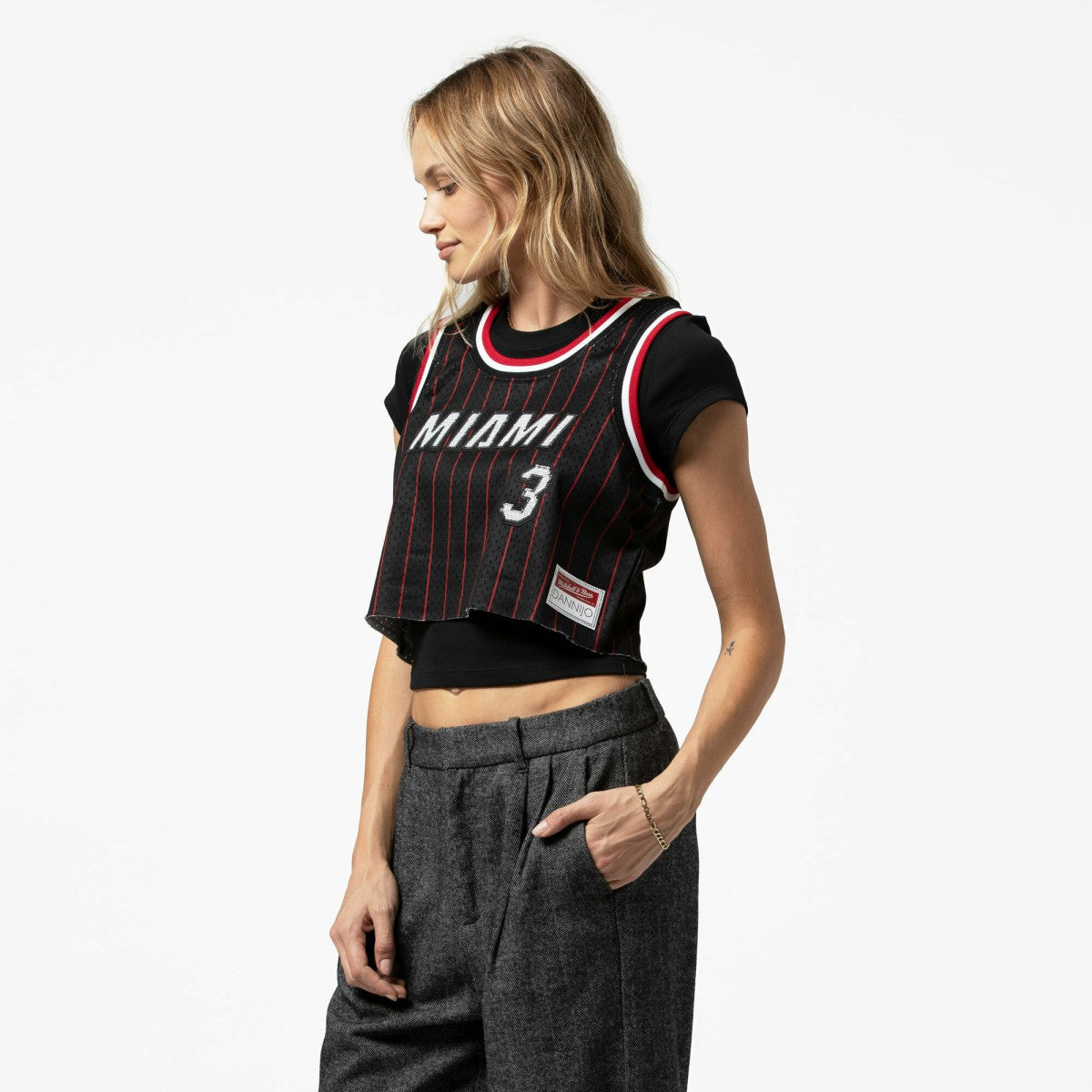Mitchell & Ness Dwyane Wade Miami Heat x DANNIJO Women's Fashion Cropped Basketball Jersey