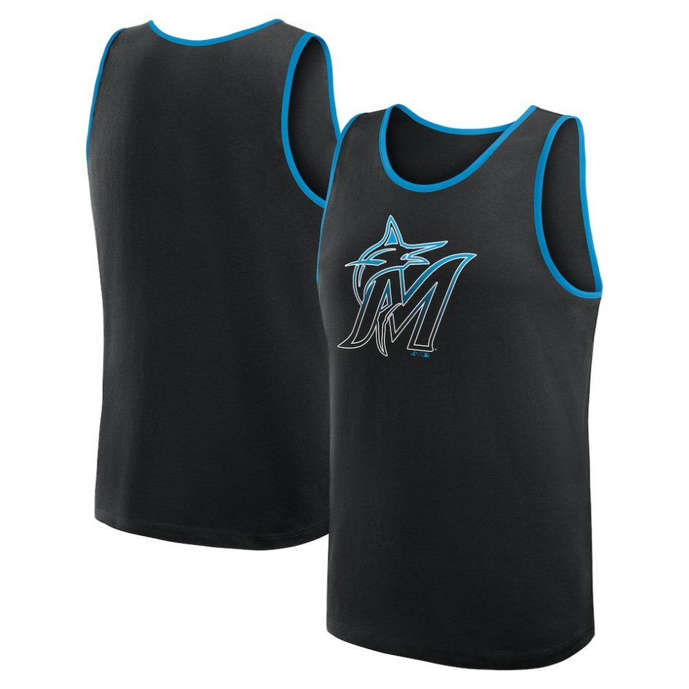 Black Miami Marlins Logo Athletic Unmatched Success Tank Top