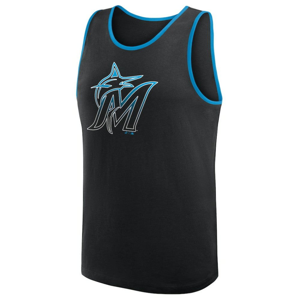 Black Miami Marlins Logo Athletic Unmatched Success Tank Top