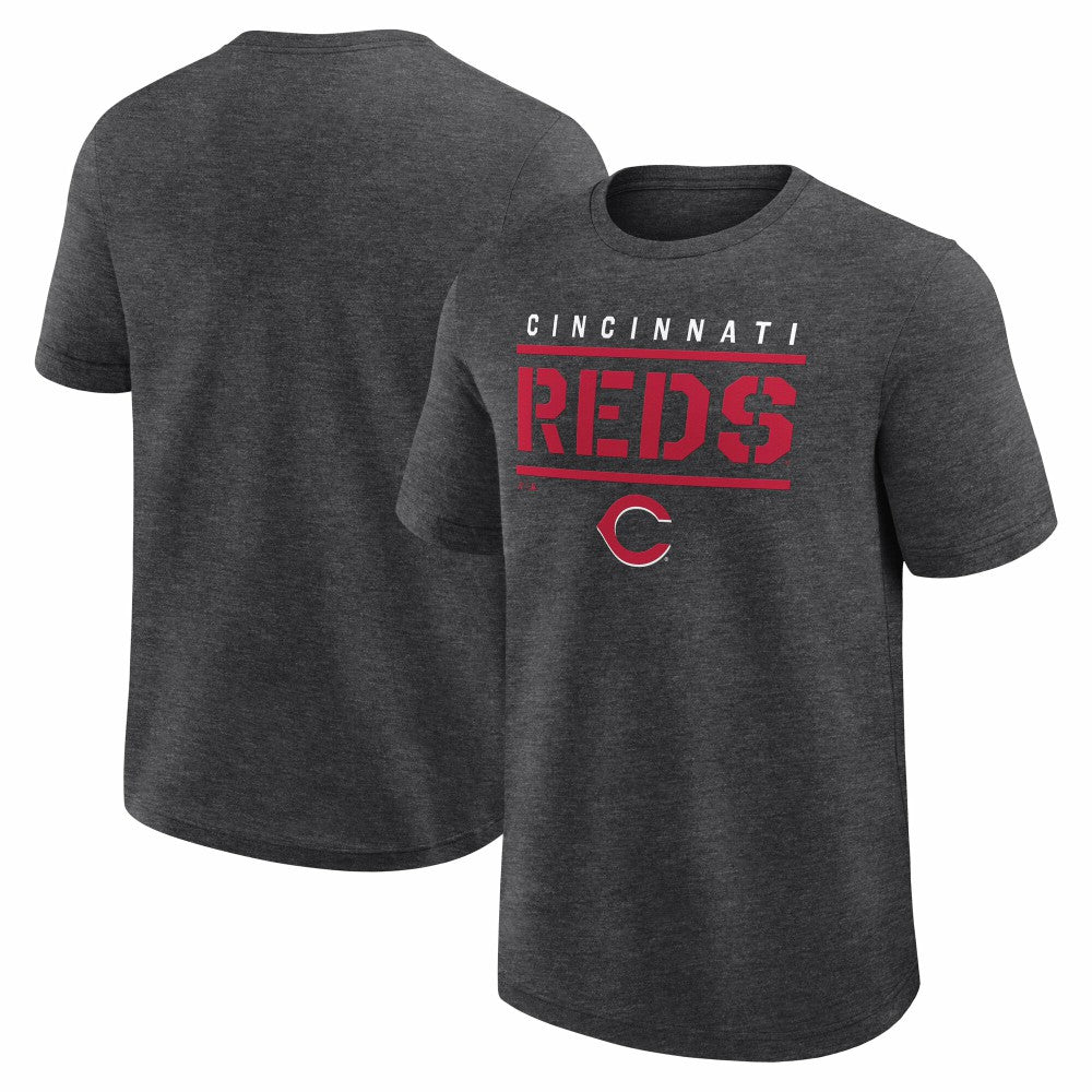 Heather Charcoal Cincinnati Reds Logo Athletic Top Notch T-Shirt