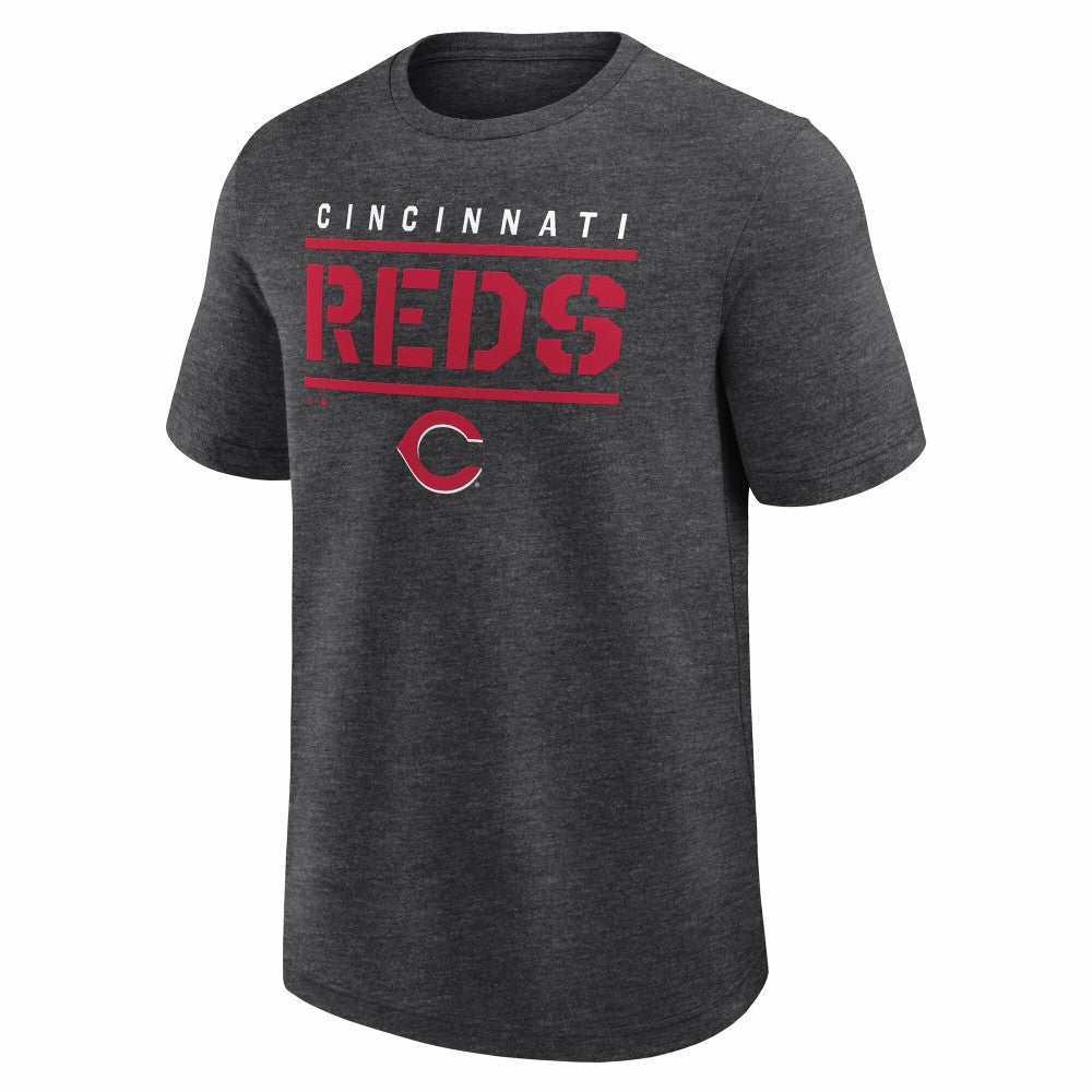 Heather Charcoal Cincinnati Reds Logo Athletic Top Notch T-Shirt